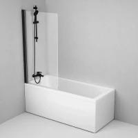 Шторка на ванну Am.Pm Gem W90BS-D080-140BT 80 см, профиль черный матовый, стекло прозрачное