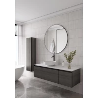 Комплект мебели Armadi Art Quatro Oak Antracite 790-M2-140-OA-A + 792-140-W + 801-MW + 545-100-GM 141 см L, подвесной, со столешницей, темный дуб