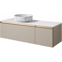 Тумба с раковиной Armadi Art Quatro Daphne 790-M2-140-D-MG + 792-140-W + 801-CLCT 141 см L, подвесная, со столешницей, бежевый матовый