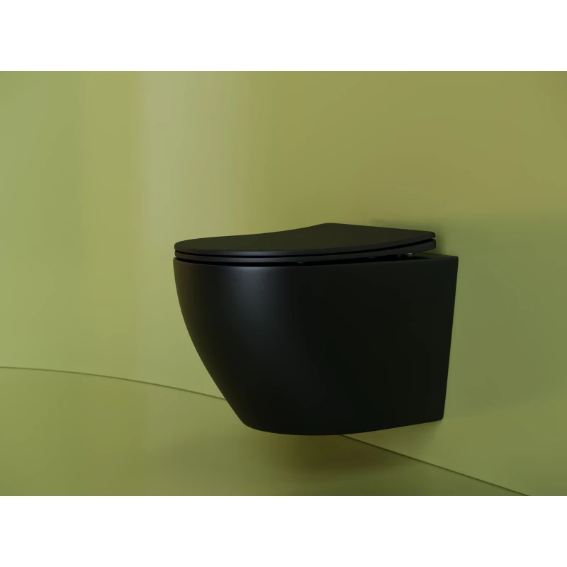 Унитаз подвесной Ceramica Nova Uno CN11001MB безободковый, с сиденьем микролифт, черный матовый