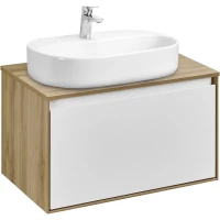 Тумба с раковиной дуб эльвезия/белый глянец 69 см Акватон Либерти 1A2798K5LYC70