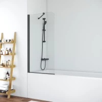 Шторка на ванну Vegas Glass EV LUX ST 76 02M crystalvision L 76 см L, профиль черный матовый, стекло прозрачное