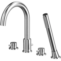 Смеситель на борт ванны Whitecross Y Y1232NIB с душевым гарнитуром, никель матовый