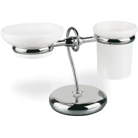 Стакан для зубных щеток с мыльницей Stil Haus Idra I15(08-BI) настенный, хром/белый