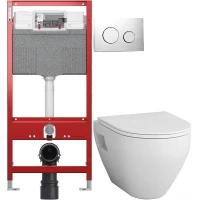 Комплект подвесной унитаз Am.Pm Spirit 2.0 C701738WH + C707857WH + система инсталляции Tece 9300302 + 9240921