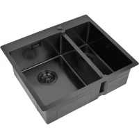 Кухонная мойка Zorg ZL R 590-2-510-L GRAFIT 59x51 см, графит