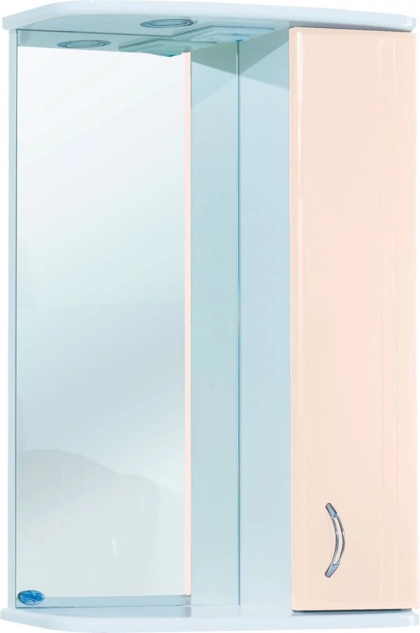 Зеркальный шкаф 55x72 см бежевый глянец/белый глянец R Bellezza Астра 4614908001074