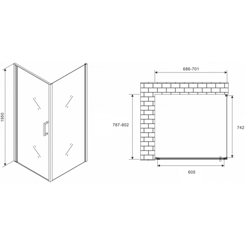 Душевой уголок 70x80 см Abber Sonnenstrand AG04070-S80 прозрачное