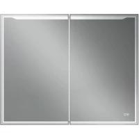 Зеркальный шкаф Art&Max Merano AM-Mer-1000-800-2D-DS-F 100x80 см L, с LED-подсветкой, сенсорным выключателем, диммером, антизапотеванием, белый матовый