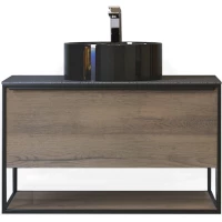 Тумба древесный аттик/черный 90 см Jorno Steal Ste.01.90/P/Da