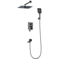 Душевой комплект Wonzon & Woghand Edge WW-88939003-BGM 300 мм, со смесителем, темный графит матовый