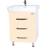 Тумба с раковиной бежевый глянец/белый глянец 60 см Bellezza Рокко 4635309660073 + 4620000148562