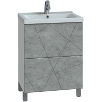 Тумба под раковину Vigo Geometry tn.bsf.GEO.FOS.60.2Y бетон 56,4 см, напольная, бетон/белый матовый