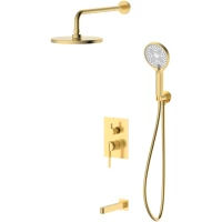 Душевой комплект DQ Bonn DA1705607 225 мм, со смесителем, золотой матовый