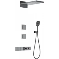 Душевой комплект Wonzon & Woghand WW-D4538-A-BGG 230 мм, с термостатом, темный графит матовый