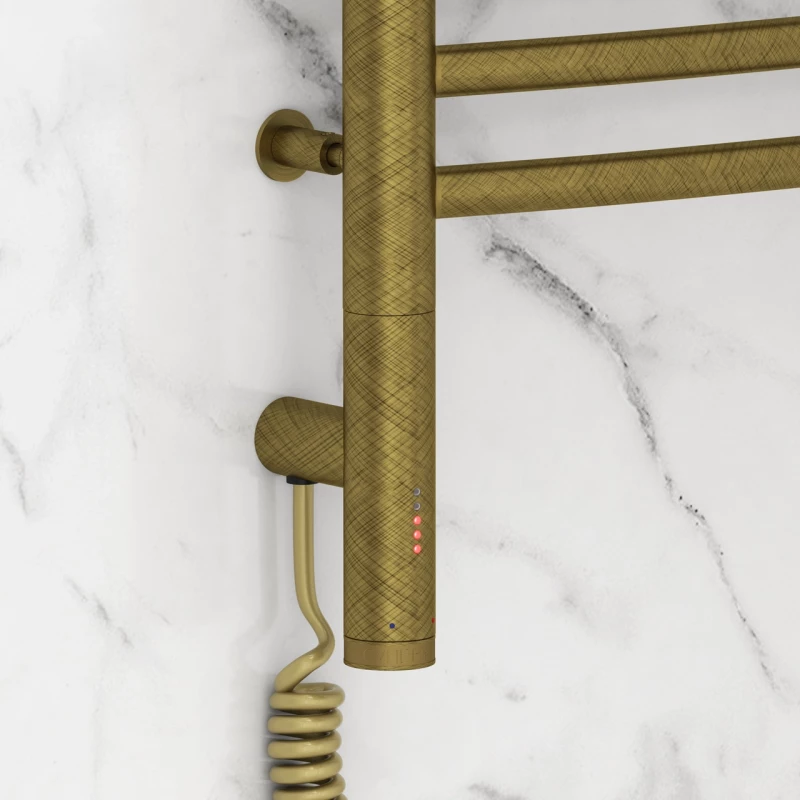 Полотенцесушитель электрический 1200x600 состаренная бронза МЭМ левый, перемычка выгнутая Сунержа Богема 3.0 05-5802-1260