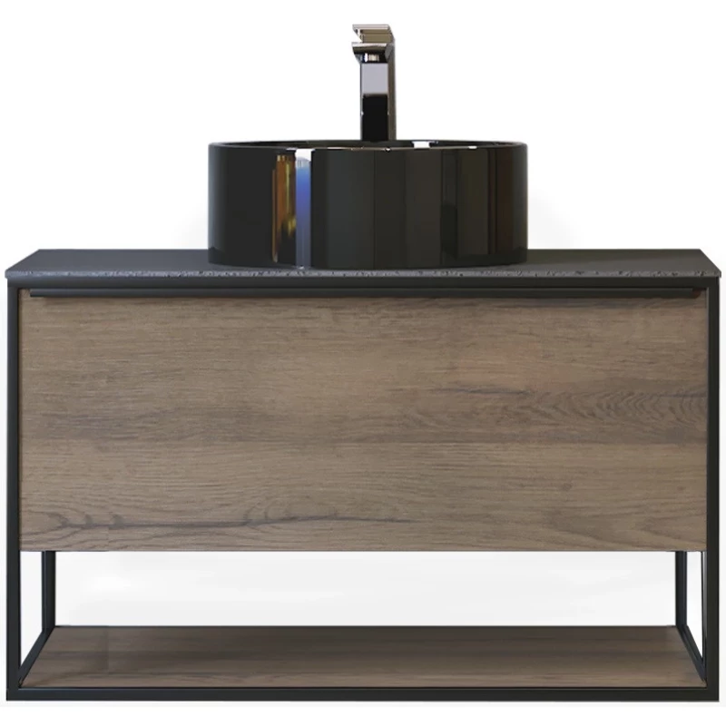 Комплект мебели древесный аттик/черный 75 см Jorno Steal Ste.01.75/P/Da + 0025403 + Ste.02.50/Pl/B