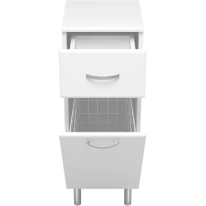 Изображение товара тумба misty люси э-люс07030-011бк 30 см, напольная, с бельевой корзиной, белый глянец