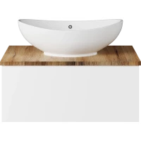 Тумба под раковину Misty Ива П-Ива-01070-951Я 70 см, подвесная, со столешницей, белый глянец/каштан