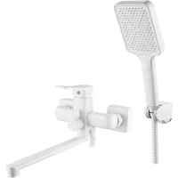 Смеситель для ванны Shevanik S9902C универсальный, с душевым гарнитуром, белый