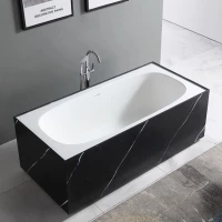 Ванна из литьевого мрамора Abber Blitz AS9501WL 180x85 см, отдельностоящая, черный/белый