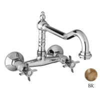 Кухонный смеитель для настенного монтажа бронза, ручки бронза Cezares Lord LORD-LLP-02