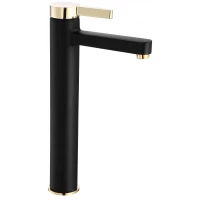 Смеситель для раковины Rea Polo REA-B9978 без донного клапана, золотой/черный матовый