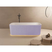 Ванна из литьевого мрамора Abber Stein AS9663Violett 170x75 см, отдельностоящая, фиолетовый/белый