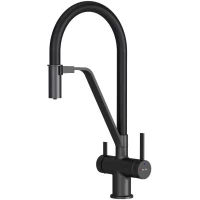 Смеситель для кухни AM.PM Func F8F07822 CoolStart, с подключением к фильтру, гибким изливом, черный матовый
