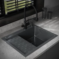 Кухонная мойка РМС вороненая сталь MRK-6350BL-R