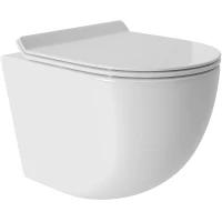 Унитаз подвесной Aqueduto Ovo OVOT0110 безободковый, торнадо, с сиденьем микролифт, белый глянец