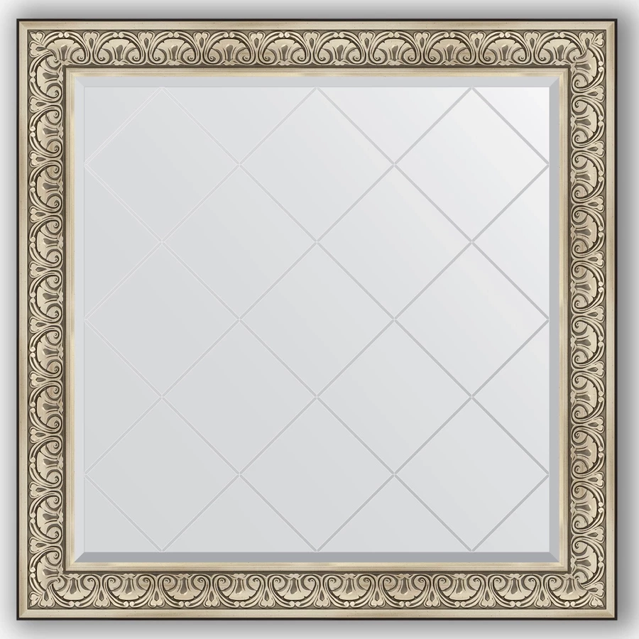 Зеркало 110x110 см барокко серебро Evoform Exclusive-G BY 4467 зеркало 72x162 см состаренное серебро с орнаментом evoform exclusive g by 4170