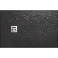 Душевой поддон BelBagno Uno TRAY-MR-UNO-AH-120/80-35-NERO-CR 120x80 см, из литьевого мрамора, прямоугольный, черный матовый