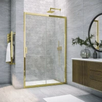 Душевая дверь Vegas Glass ZP TUR Novo 145 09 01 145 см, профиль золотой, стекло прозрачное