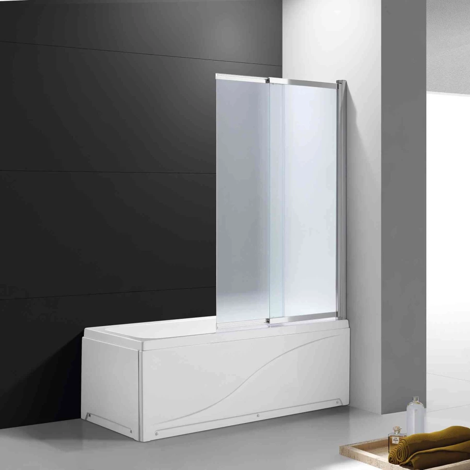шторка для ванны cezares relax v 2 80x140 прозрачная серый relax v 2 80 140 c bi Шторка для ванны 99 см Cezares SLIDER-VF-11-100/150-P-Cr текстурное стекло