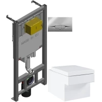 Комплект подвесной унитаз Grohe Cube Ceramic 3924400H + 39488000 + система инсталляции Jacob Delafon E29025-NF + E29027-CP