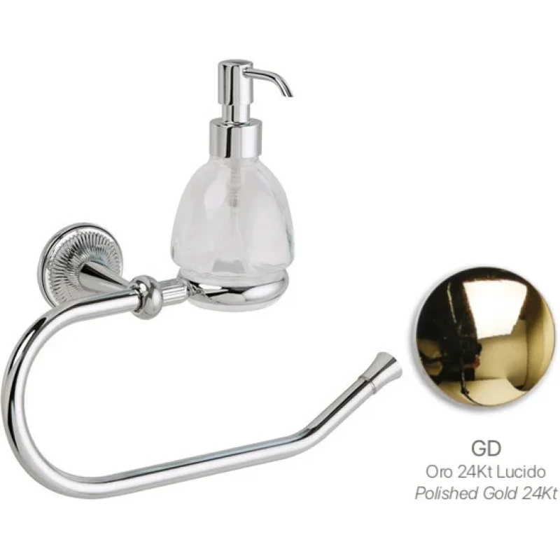 Полотенцедержатель кольцо с дозатором для жидкого мыла Stil Haus Regal RG79D(16) золотой