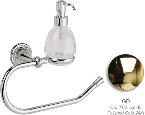 Полотенцедержатель кольцо с дозатором для жидкого мыла Stil Haus Regal RG79D(16) золотой
