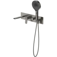 Смеситель для ванны Cezares Metauro METAURO-VDIM2-GM встраиваемый, с душевым гарнитуром, оружейная сталь матовый