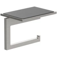 Держатель туалетной бумаги Kludi Vela C 31971N5 с полкой для телефона, никель матовый