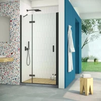 Душевая дверь Vegas Glass AFP Retta 110 02M 01 L 110 см L, профиль черный матовый, стекло прозрачное