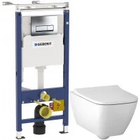 Комплект подвесной унитаз Geberit Smyle Square 500.683.01.1 + система инсталляции Geberit 458.125.21.1