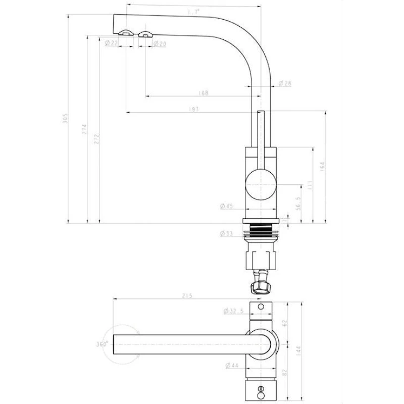 Смеситель для кухни с подключением к фильтру Paulmark Essen Es213011-331-BR