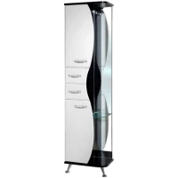 Пенал Bellezza Рио 4623606022267 напольный L, белый глянец/черный глянец