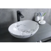 Раковина-чаша GID Mnc138C 41x34 см, накладная, белый мрамор