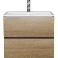 Тумба с раковиной Uperwood Barsa 2930205645 60 см, подвесная, черный матовый/дуб сонома