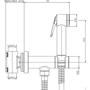 Изображение товара гигиенический душ bossini paloma flat e37015b.073 со смесителем, черный матовый