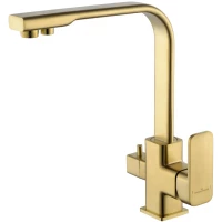 Смеситель для кухни Wonzon & Woghand WW-88458004-BG с подключением к фильтру, золотой матовый