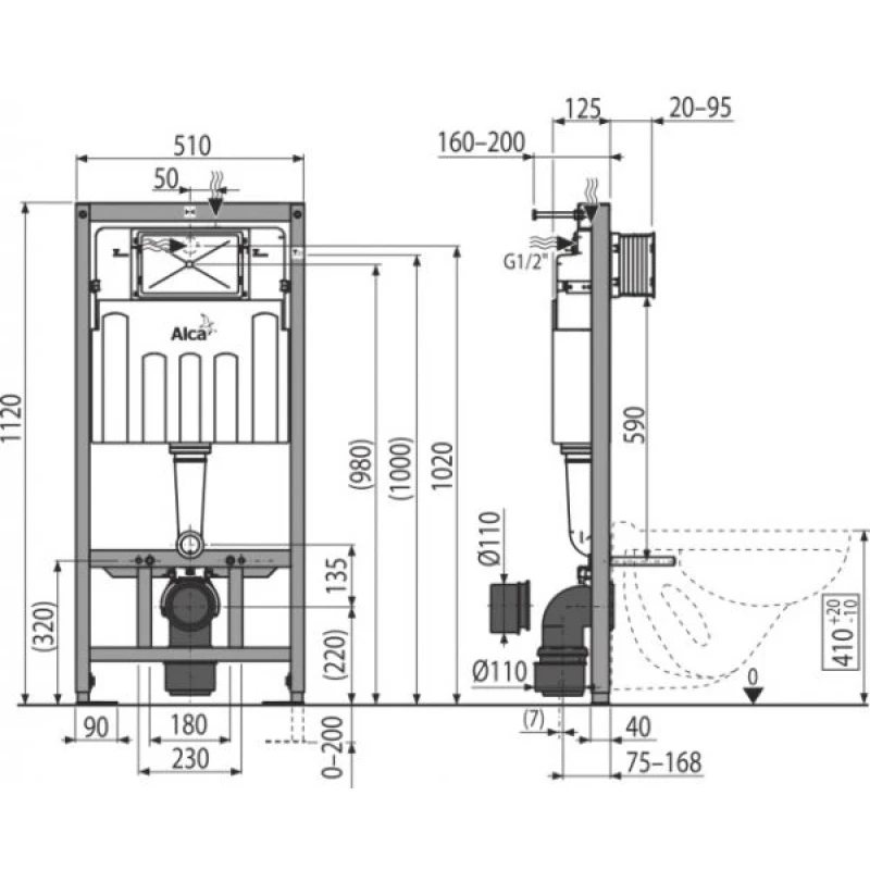 Комплект подвесной унитаз Esbano Clavel ESUPCLAVW + система инсталляции AlcaPlast AM101/11203:1RUSSETM70