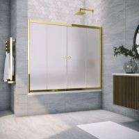 Шторка на ванну Vegas Glass Z2V TUR NOVO 150 09 10 150 см, профиль золотой, стекло сатин